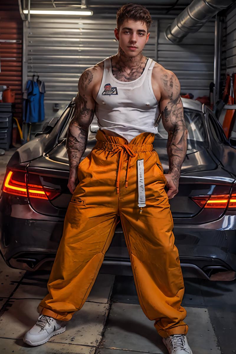 00000-2471400268-photo of male jakipz with tattoos _lora_jakipz-08_0.85_ standing in a garage in front of a car wearing a tank top and orange jum.png